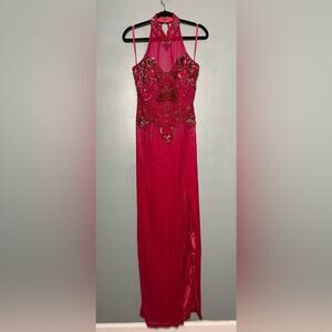 Vintage Alyce Designs Beaded Silk Gown Fuchsia Pink Special Occasion Women’s 10